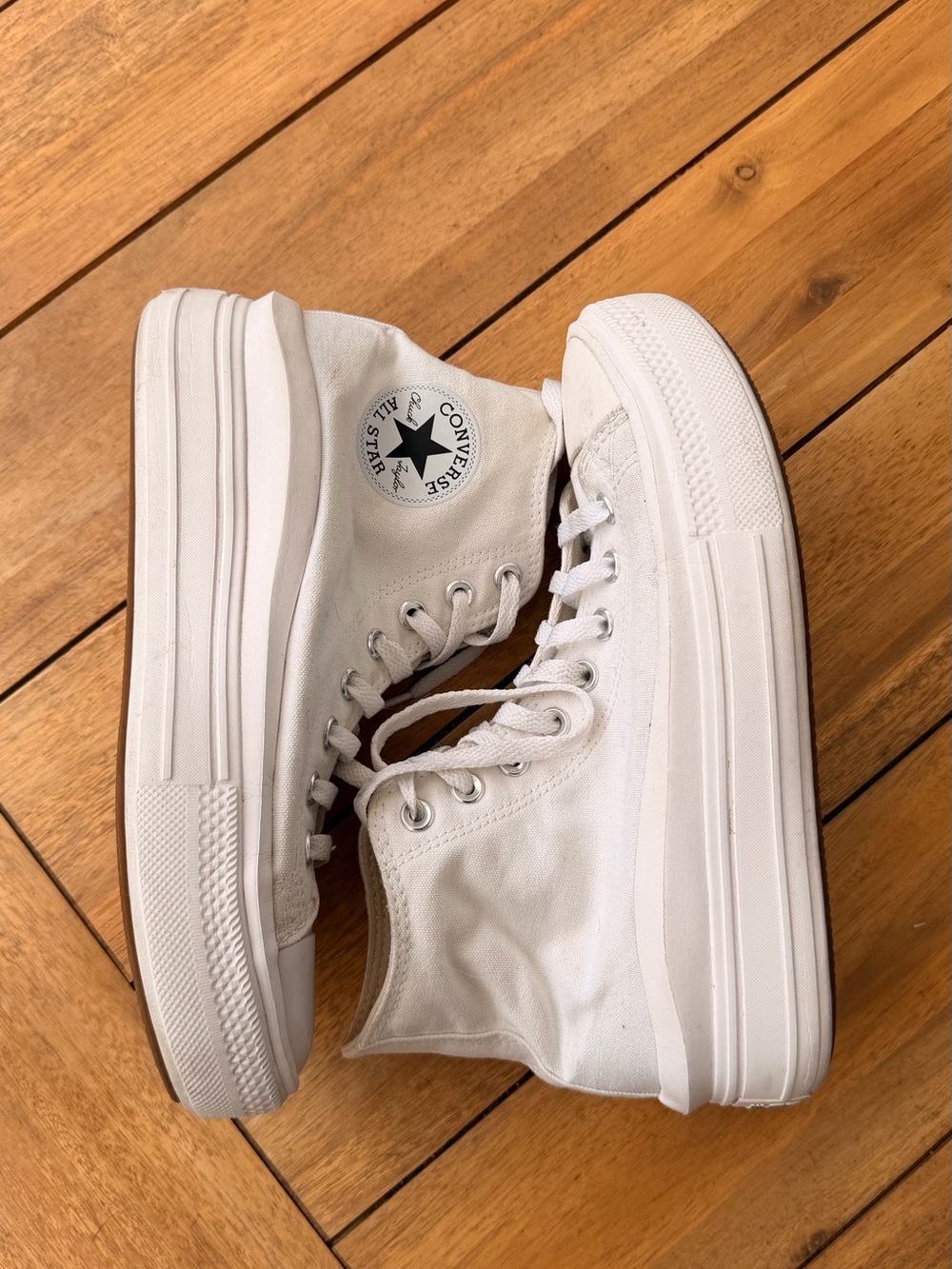 Converse White Platform Chuck Taylor High Top Sneakers